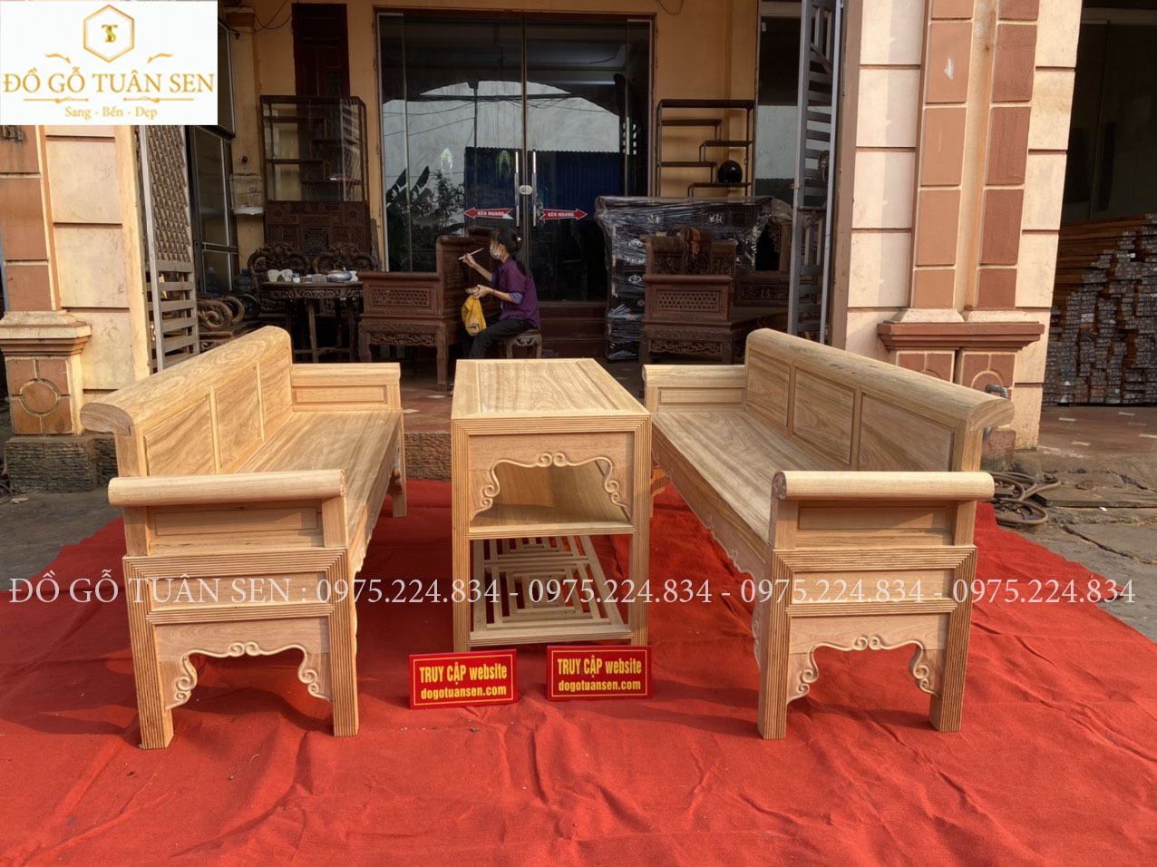 Bộ trường kỷ trơn gỗ gụ T23